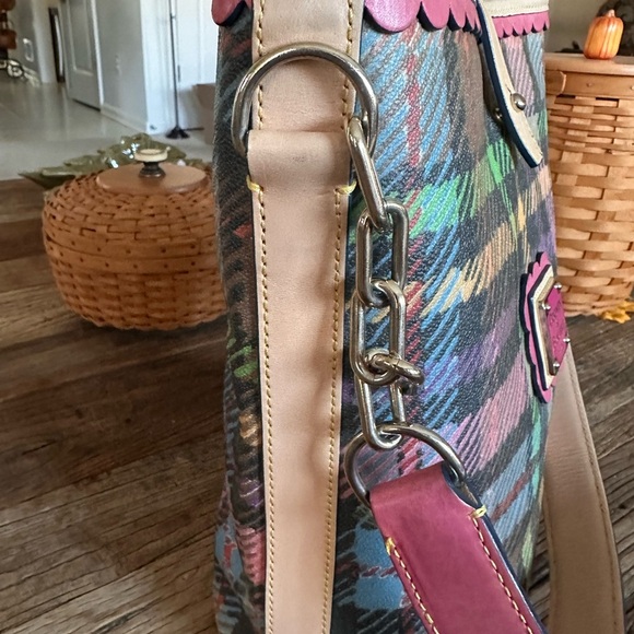 1990’s Dooney & Bourke Rainbow Plaid Bucket Bag - RARE Vintage!! - Picture 5 of 11